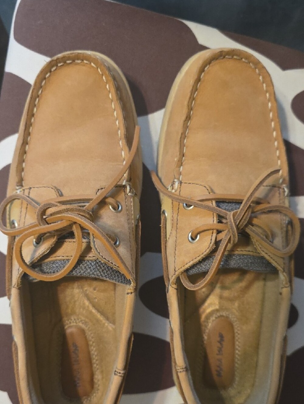 Women's Tan and Navy Blue Casual Boat Loafers - Picture 6 of 6